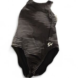 NWT GK Elite "Monochrome Magic" Black&White Gymnastics Leotard Size ChildSmall